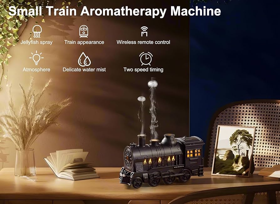 Train Shape Essential Oil Diffuser Humidifier, 2 Lighting